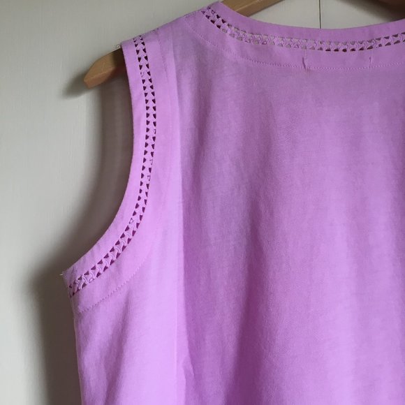 Lilac Die Cut Hem Floral Embroidered Tank Top - Picture 8 of 14